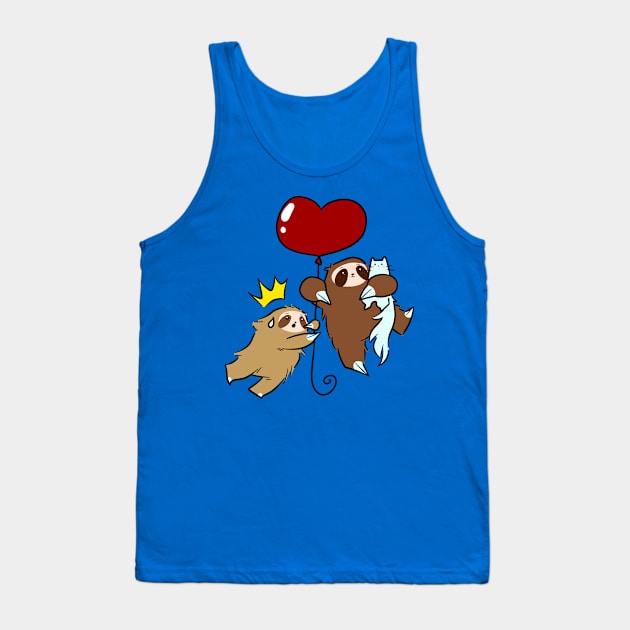 Heart Balloon Sloths and Cat Tank Top by saradaboru